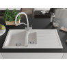 Mexen Andres fregadero de granito de 1,5-cuenca con escurridor y grifo de cocina Duo, blanco - 6515-20-671701-02