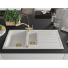 Mexen Andres lavello in granito 1,5 vasche con sgocciolatoio e miscelatore cucina Duo, bianco - 6515-20-671701-57-G