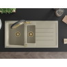 Mexen Andres fregadero de granito de 1,5 senos con escurridor y grifo de cocina Duo, beige - 6515-69-671701-57-G