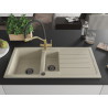 Mexen Andres granieten spoelbak 1,5-vaks met afdruiprek en keukenkraan Duo, beige - 6515-69-671701-57-B