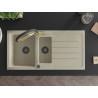 Mexen Andres Granitspüle 1,5-Becken mit Abtropffläche und Küchenarmatur Duo, beige - 6515-69-671701-57-B