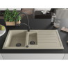 Mexen Andres fregadero de granito de 1,5 senos con escurridor y grifo de cocina Duo, beige - 6515-69-671701-70-B