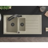 Mexen Andres granit Spüle 1,5-Becken mit Abtropffläche und Küchenarmatur Duo, beige - 6515-69-671701-70-B