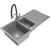 Mexen Andres graniittinen 1,5-kammioinen tiskiallas valutustasolla ja keittiöhanalla Duo, harmaa - 6515-71-671701-07