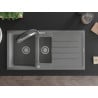 Mexen Andres granitā izlietne 1,5 nodalījuma ar notecēm un virtuves krānu Duo, pelēks - 6515-71-671701-07