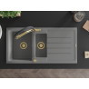 Mexen Andres granitische spoelbak 1,5-kamer met druiprek en Duo keukenmengkraan, grijs - 6515-71-671701-57-G