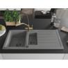 Mexen Andres fregadero de granito gris de 1,5 tazones con escurridor y grifo de cocina Duo - 6515-71-671701-57-B