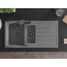 Mexen Andres fregadero de granito 1,5 senos con escurridor y grifo de cocina Duo, gris - 6515-71-671701-70-B