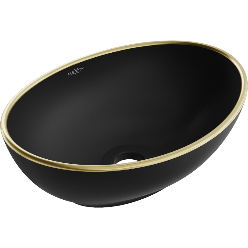 Mexen Elza countertop basin 40 x 33 cm, black matte/gold rim - 21014025