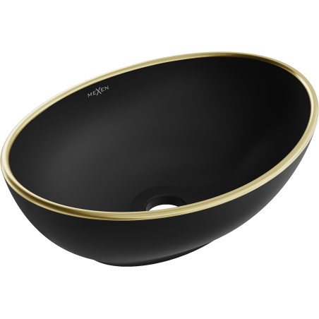 Mexen Elza countertop basin 40 x 33 cm, black matte/gold rim - 21014025