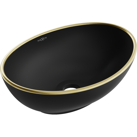 Mexen Elza lavabo sobre encimera 40 x 33 cm, negro mate/borde dorado - 21014025