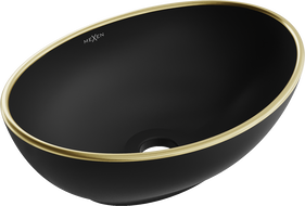 Mexen Elza countertop washbasin 40 x 33 cm, black matte/gold rim - 21014025