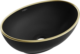 Mexen Elza lavatório de bancada 40 x 33 cm, preto mate/borda dourada - 21014025