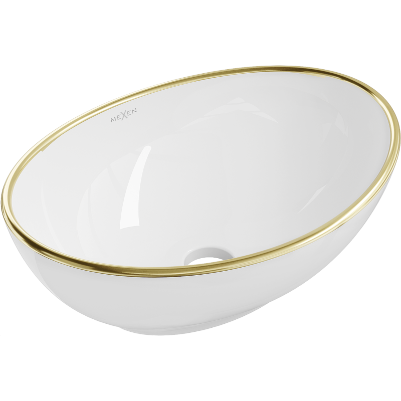 Mexen Elza lavabo da appoggio 40 x 33 cm, bianco/oro bordo - 21014005