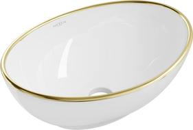 Mexen Elza lavabo da appoggio 40 x 33 cm, bianco/oro bordo - 21014005