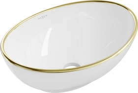 Mexen Elza lavabo de encimera 40 x 33 cm, blanco/borde dorado - 21014005