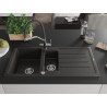Mexen Andres 1,5-komorige granieten spoelbak met afdruiprek en Duo-keukenkraan, zwart/gouden metallic - 6515-75-671701-07