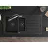 Mexen Andres granit gootsteen 1,5-kamer met afdruiprek en Duo keukenkraan, zwart/goud metallic - 6515-75-671701-07-B