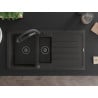Mexen Andres 1.5-bowl granite sink with drainer and Duo kitchen faucet, black/gold metallic - 6515-75-671701-70-B