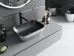 Mexen Rita Aufsatzwaschbecken 45 x 32 cm, Schwarz Matt/Silber - 21084574