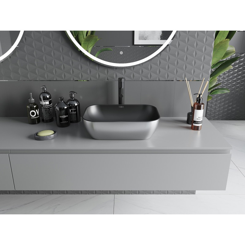 Mexen Rita lavabo à poser 45 x 32 cm, noir mat/argent - 21084574