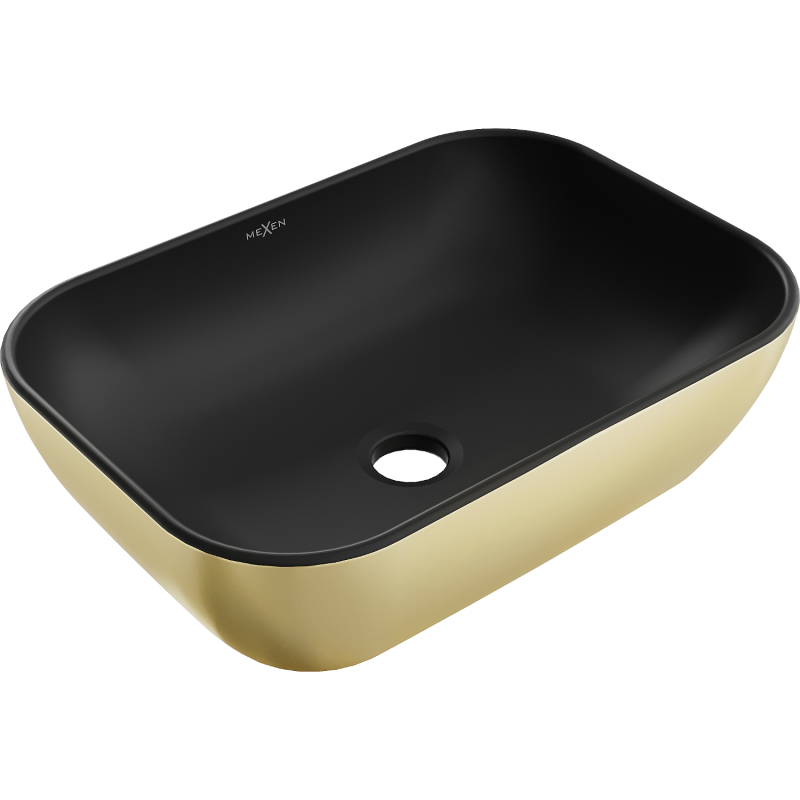 Mexen Rita countertop washbasin 45 x 32 cm, black matte/gold - 21084576
