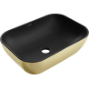 Mexen Rita lavabo sobre encimera 45 x 32 cm, negro mate/oro - 21084576