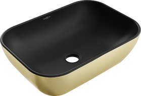 Mexen Rita lavatório de bancada 45 x 32 cm, preto mate/dourado - 21084576