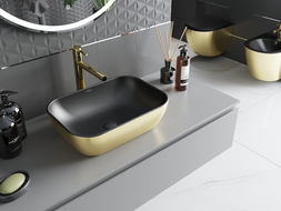 Mexen Rita lavabo à poser 45 x 32 cm, noir mat/or - 21084576