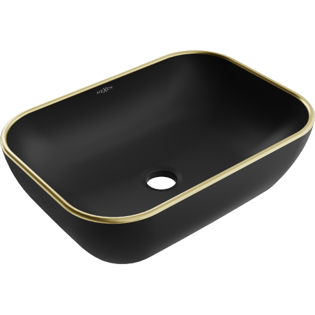 Mexen Rita bänkskål 45 x 32 cm, matt svart/guldkant - 21084575