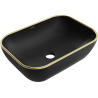 Mexen Rita countertop washbasin 45 x 32 cm, black matte/golden rim - 21084575