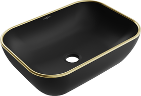 Mexen Rita umivalnik nadpultni 45 x 32 cm, črna mat/zlati rob - 21084575