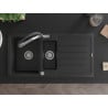 Mexen Andres granite kitchen sink 1.5-bowl with drainer and Duo kitchen faucet, black - 6515-77-671701-07