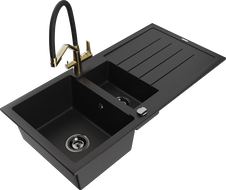 Mexen Andres Granitspullsteng mat 1,5-Kummer mat Oflaaf an Duo Kichekraan, schwaarz - 6515-77-671701-57-B