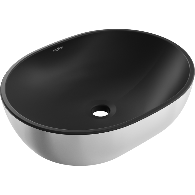 Mexen Viki countertop washbasin 48 x 35 cm, black matte/silver - 21054874