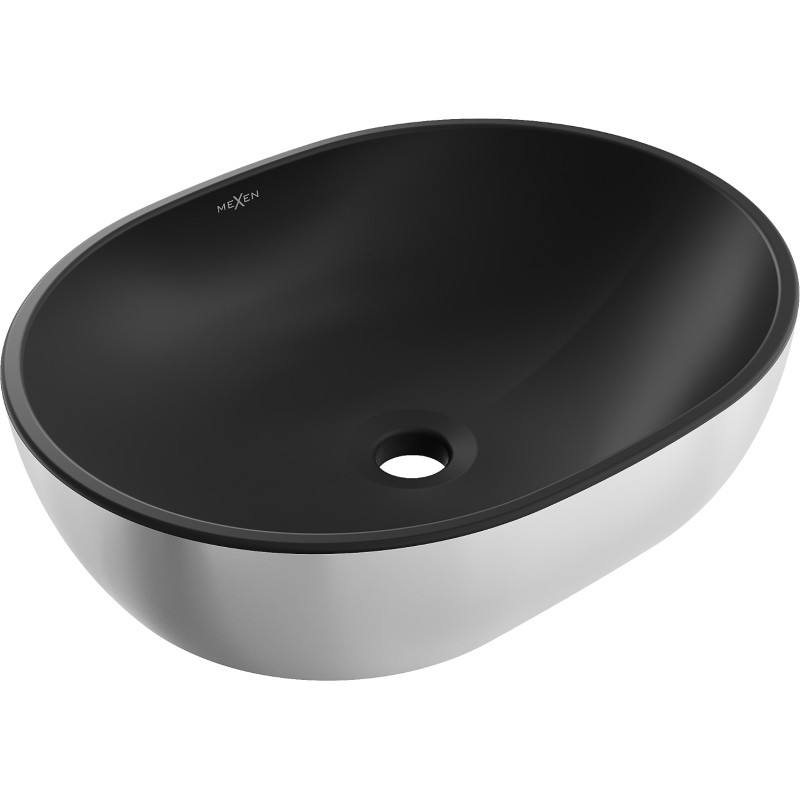 Mexen Viki opzetwastafel 48 x 35 cm, zwart mat/zilver - 21054874