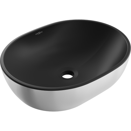 Mexen Viki countertop washbasin 48 x 35 cm, black matte/silver - 21054874