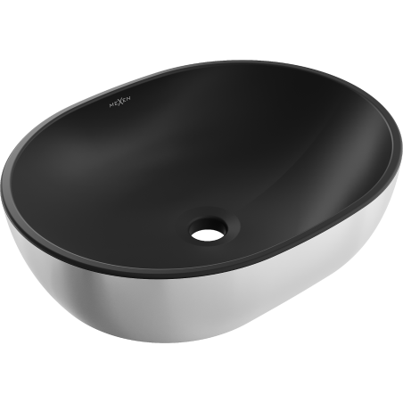 Mexen Viki lavabo da appoggio 48 x 35 cm, nero opaco/argento - 21054874