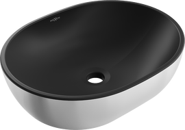 Mexen Viki lavabo sobre encimera 48 x 35 cm, negro mate/plateado - 21054874