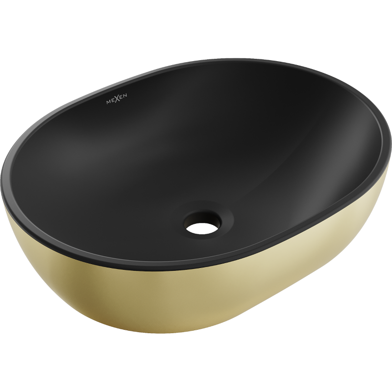 Mexen Viki countertop washbasin 48 x 35 cm, black matt/gold - 21054876