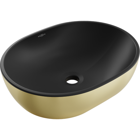 Mexen Viki lavabo sobre encimera 48 x 35 cm, negro mate/dorado - 21054876