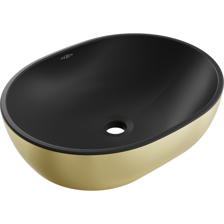 Mexen Viki underlimmad handfat 48 x 35 cm, svart matt/guld - 21054876
