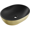 Mexen Viki lavabo sobre encimera 48 x 35 cm, negro mate/dorado - 21054876