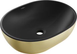 Mexen Viki lavabo da appoggio 48 x 35 cm, nero opaco/oro - 21054876