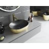 Mexen Viki Aufsatzwaschbecken 48 x 35 cm, Schwarz matt/Gold - 21054876