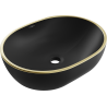 Mexen Viki lavatório de bancada 48 x 35 cm, preto mate/bordo dourado - 21054875