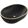 Mexen Viki lavatório de bancada 48 x 35 cm, preto mate/orla dourada - 21054875