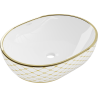 Mexen Viki lavabo de comptoir 48 x 35 cm, blanc/doré motif carreaux - 21054809