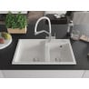 Mexen Tomas granite sink with 2 bowls and kitchen tap Duo, white - 6516-20-671701-02