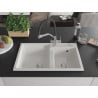 Mexen Tomas granite sink 2-bowl with kitchen tap Duo, white - 6516-20-671701-07